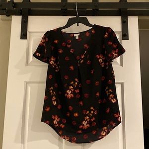 Black Floral Professional Top